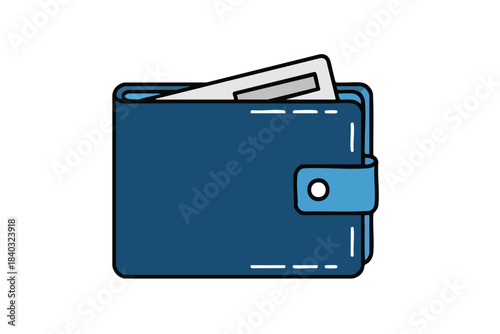 Blue Leather Wallet with Cash and Cards