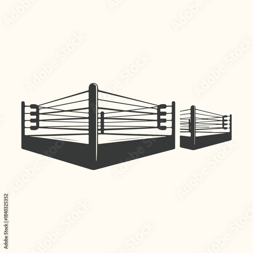 Boxing Ring Silhouette Icon With Smaller Ring Beside boxing ring, sport, competition