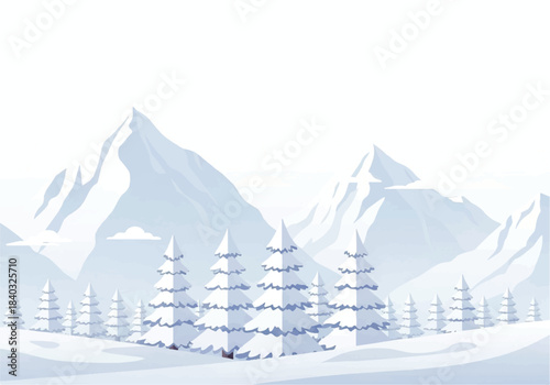 Snowy Mountain Peaks with Frosty Trees