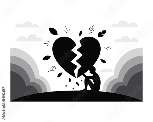 Broken Heart Sadness Emotional Pain Illustration