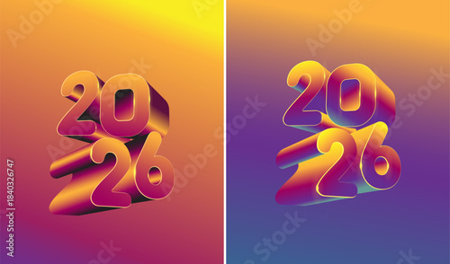 2026 gold happy new year festive new year's eve, star, three-dimensional, glow