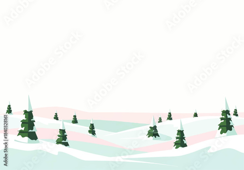 Soft Pastel Winter Landscape with Distant Hills