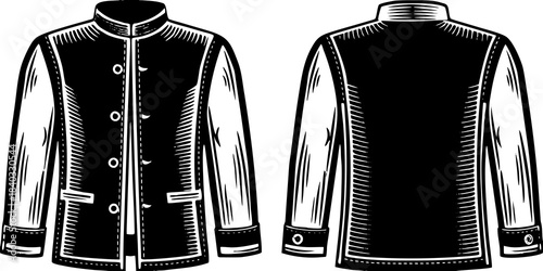 Nehru jacket Placket long sleeves kote illustration template design.