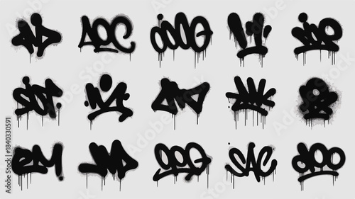 Graffiti Tag Collection With Dripping Effect tags spray paint