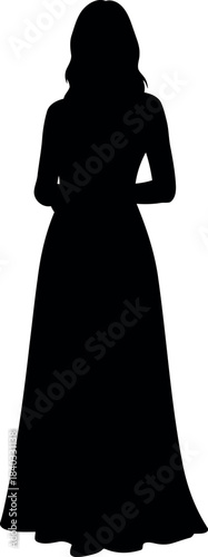 Elegant Silhouette of Woman in Long Dress for Creative Projects