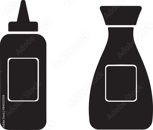 Silhouette of bottle icon set sauce nozzle and flared container vector illustration