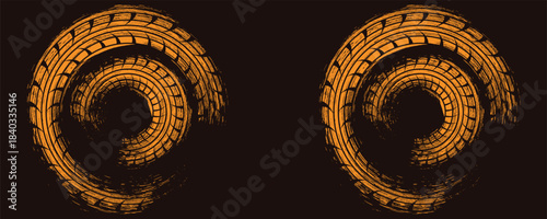 3D brown lines techno abstract background overlap layer on dark space with circles shapes effect decoration. Modern graphic design element stripes style concept for web banner, card, or brochure