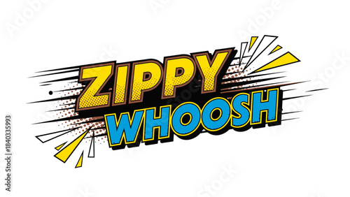 Zippy Whoosh Comic Graphic with Speed Lines Pop Art Vector Design