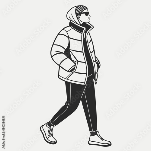 Silhouette of a man with a gun in vector cartoon style