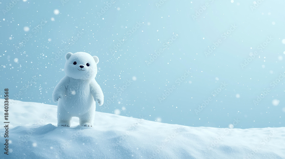 Fototapeta premium Cute Polar Bear Snowy Wonderland