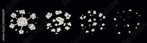 Explosion mushroom animation. Vector icon of nuclear explosion bomb. Explosion with cloud of fire isolated icons, game animation. Nuclear mushroom fireball.