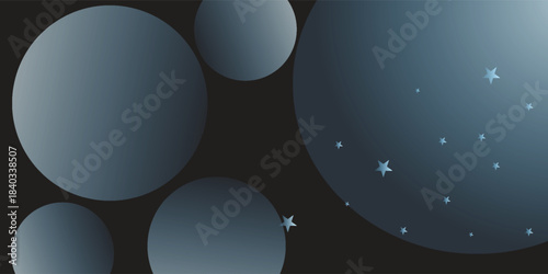 Abstract Night Sky With Stars And Gradient Orbs: Dreamy Cosmic Background eps10