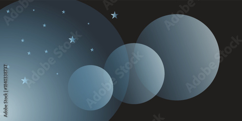 Abstract Night Sky With Stars And Gradient Orbs: Dreamy Cosmic Background
