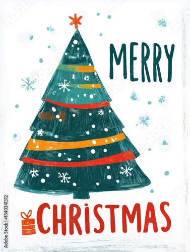 Christmas tree illustration wishing merry christmas winter holiday