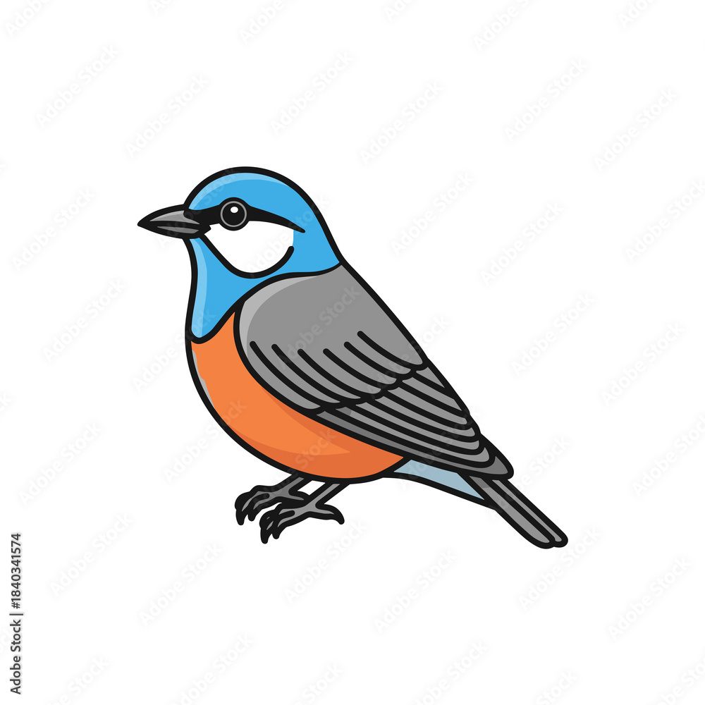 Obraz premium Colorful small bird flat illustration on white background