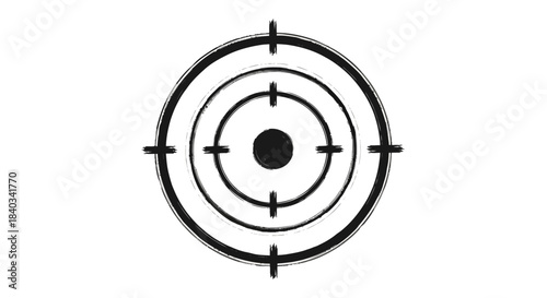Black and White Target with Concentric Circles and Crosshairs.