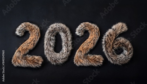 2026 Furry type Soft texture element on black background Holiday celebration banner