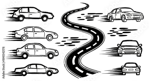 Cars on the Road - A Collection of Vehicle Illustrations.