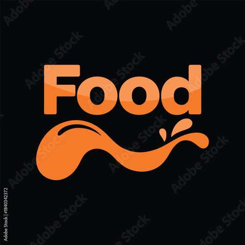 Vibrant orange food logo with stylized splash on
