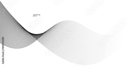 Wave of flowing vanishing particles vector abstract background, curvy lines dots in motion relaxing illustration, smoke like image.