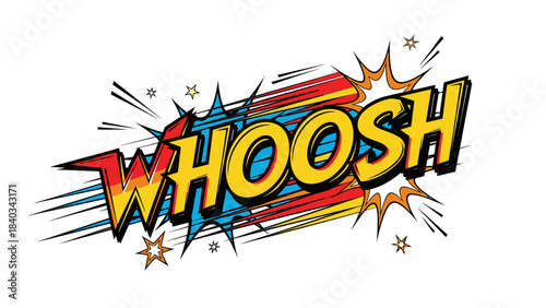 Energetic Comic Book Style 'WHOOSH' Graphic Vector Illustration