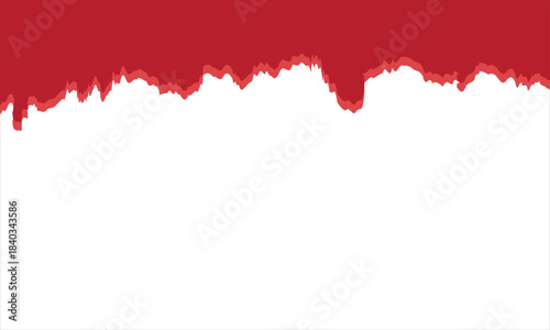 Red torn paper edge on white background. Rough red torn paper strip with an uneven ripped edge against a white background, useful for design overlays and creative layouts.

