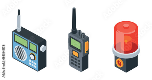 Collection of communication devices and emergency warning light