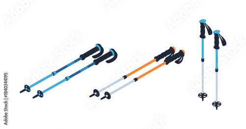Colorful and durable trekking poles set for outdoor enthusiasts