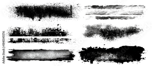 Old abstract grunge frame background set. featuring distressed edges brush stroke borders dirty texture and black ink splash effect.