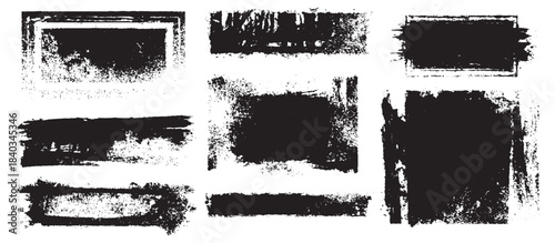 Old abstract grunge frame background set. featuring distressed edges brush stroke borders dirty texture and black ink splash effect.