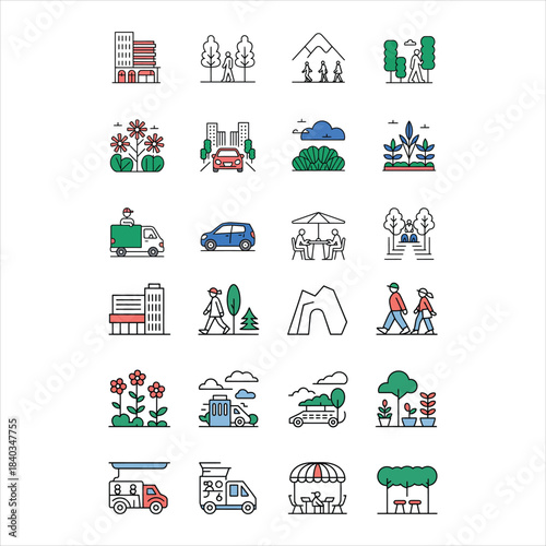 Cityscape and Outdoor Scene Icons building skyscraper