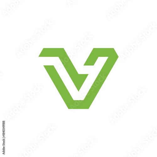 Modern abstract geometric letter V symbol design, a clean and dynamic green logotype concept representing innovation, growth, and visual identity for various business and technology applications