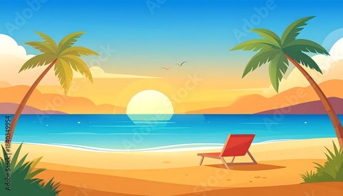 Tropical beach sunrise scene
