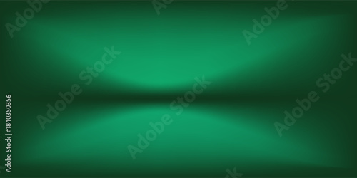 Deep green gradient background, empty studio room illustration.eps10