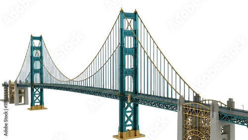 Illuminated suspension bridge at night on transport background