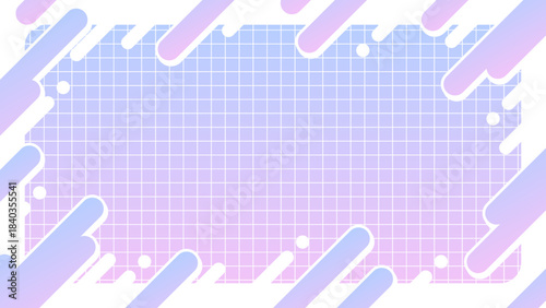 薄紫色のグリッド背景のポップな角丸斜めラインのフレーム　16：9