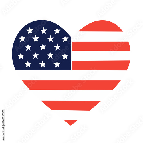 Heart Shaped USA Flag Icon – American Patriotism Symbol
