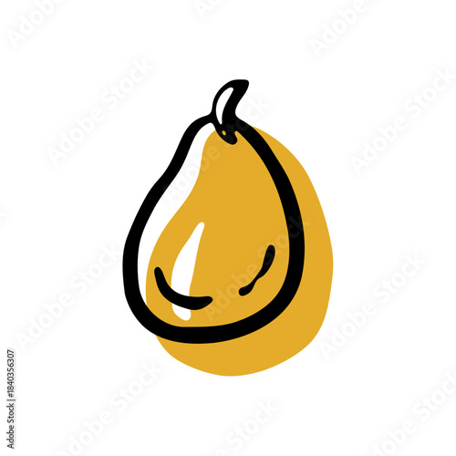 Hand-drawn pear icon in a minimal ink-and-wash style, designed for autumn branding, packaging, social media visuals, editorial layouts, and modern lifestyle projects.