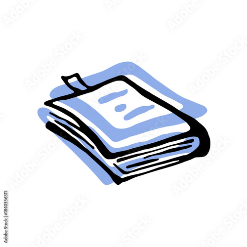 Hand-drawn book icon in a minimal ink-and-color style, created for branding, packaging, editorial layouts, cozy scenes and modern graphic design.