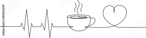 Coffee heartbeat line art