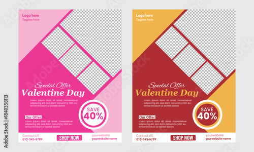 Valentine's Day Sale Flyer or Poster Template Design