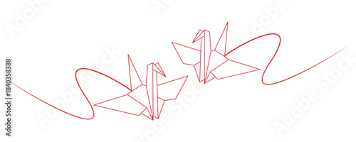 origami paper crane line art style illustration 2.eps