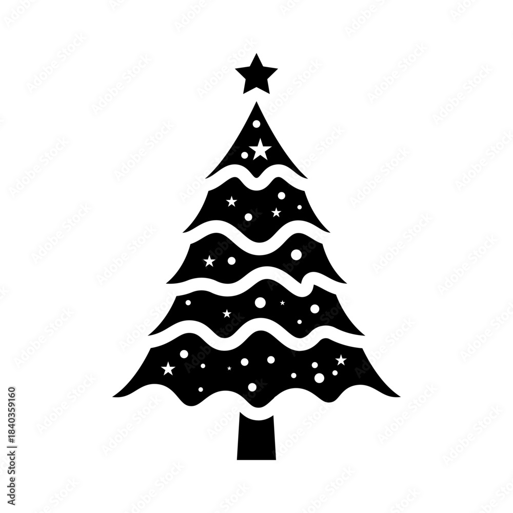 Obraz premium Christmas tree icon. Stylized simple vector fir tree isolated on white background, eps10.