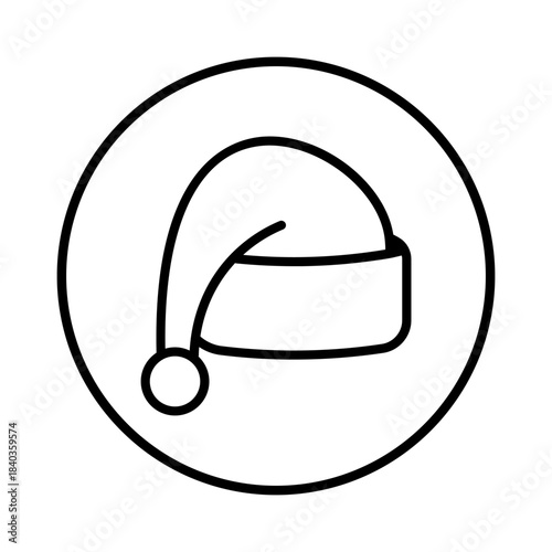 Single Santa hat icon, Santa Claus Christmas hat icon, editable line, flat design style isolated on white linear pictogram, button, vector, sign, symbol, logo, vector illustration, eps10.