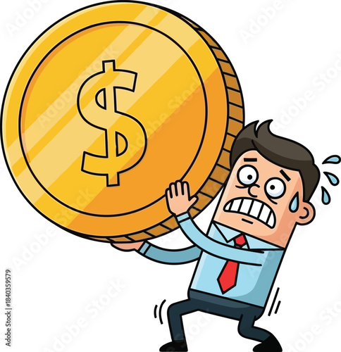 businessman holding dollar sign on white background