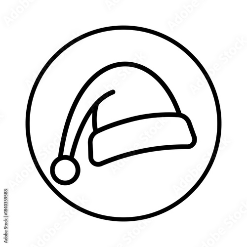 Single Santa hat icon, Santa Claus Christmas hat icon, editable line, flat design style isolated on white linear pictogram, button, vector, sign, symbol, logo, vector illustration, eps10.