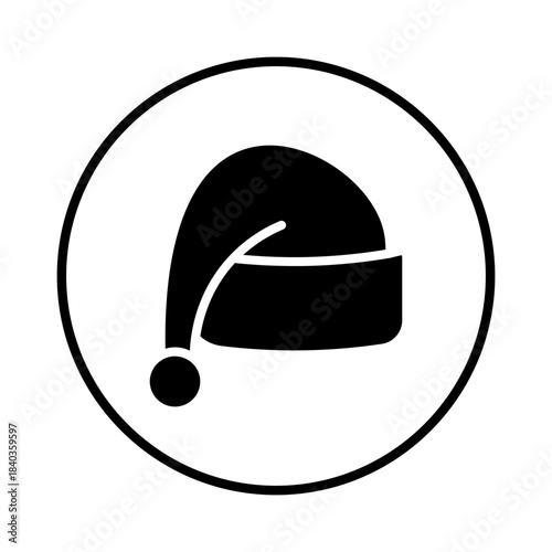 Single Santa hat icon, Santa Claus Christmas hat icon, editable line, flat design style isolated on white linear pictogram, button, vector, sign, symbol, logo, vector illustration, eps10.