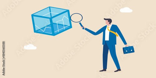 Business analysis and investigation a professional examining a geometric structure