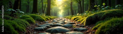 Path that has stones on it in the woods