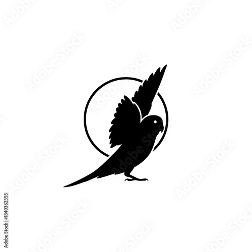 Budgie silhouette wing stretch profile vector illustration